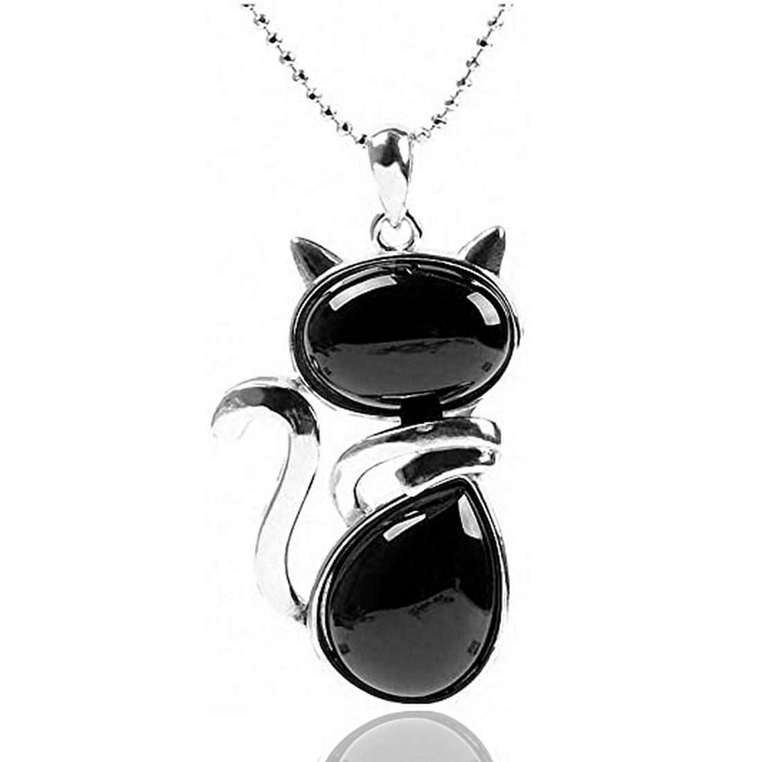 Collar Gato Cuarzo Onix Cadena Acero + Estuche